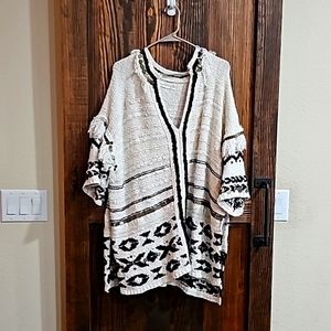 Anthropologie Margot Fringed Poncho Sweater